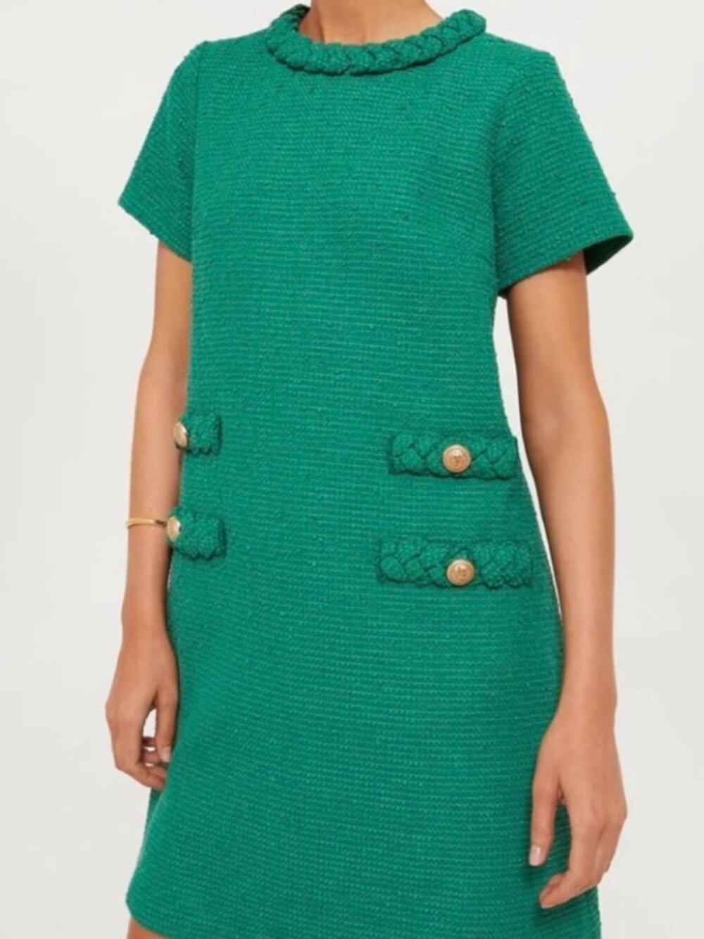NWOT Tuckernuck Emerald Green Tweed Jackie Mini/Midi Dress. Size XL